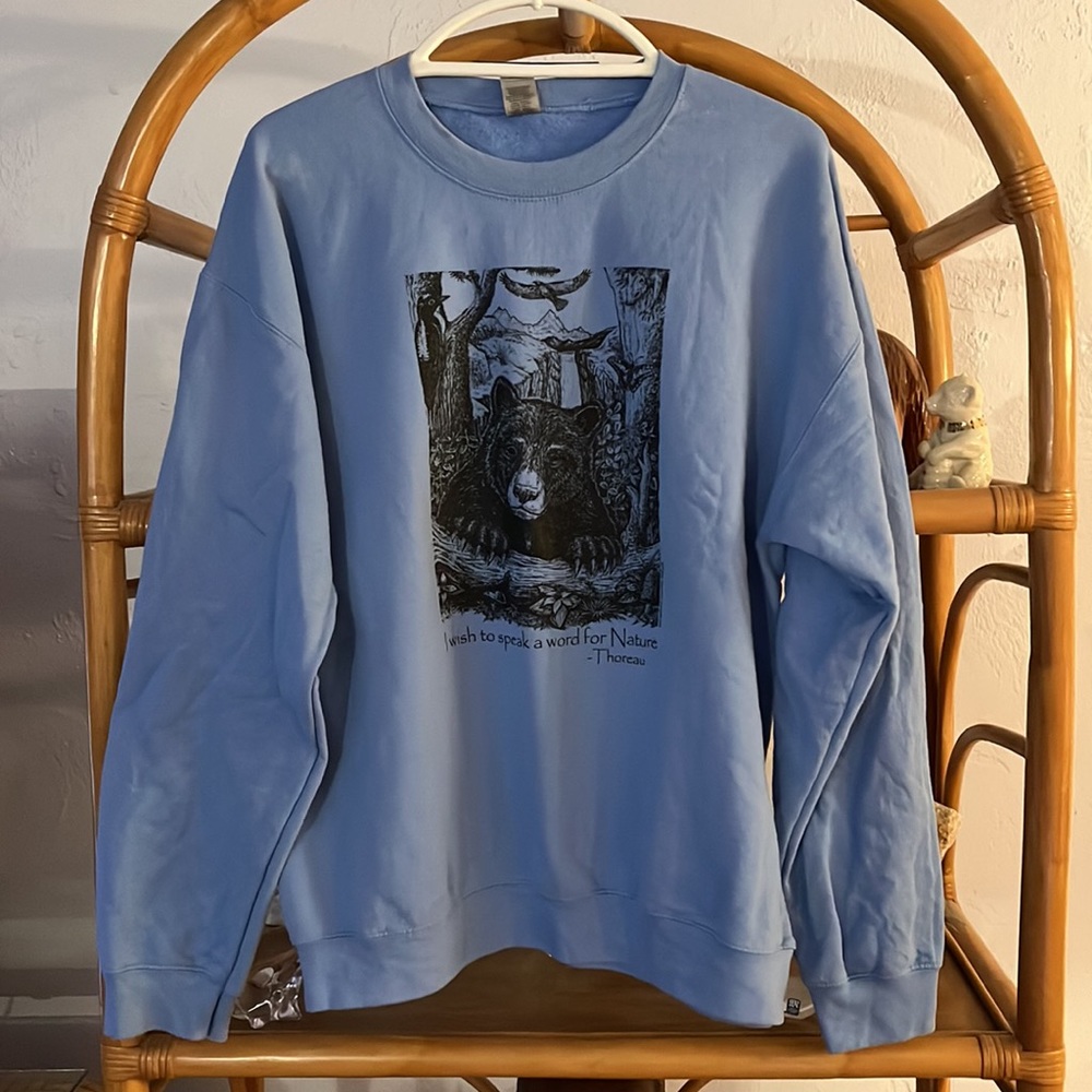 Large Sweatshirt Blue. I wish to speak a word for Nature.